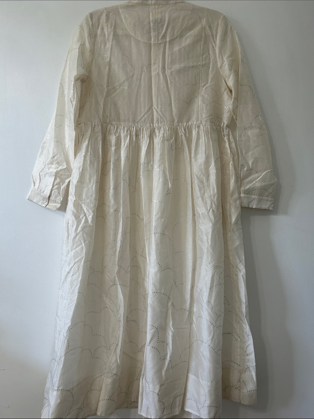 NicoBar Crescent Pintuck Kurta Ivory/Silver Cotton/Silk Size Medium NWT Tunic - Picture 9 of 16